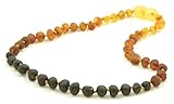 Raw Amber Teething Necklace (Unisex) - 12.6 Inches (32 Cm) - Rainbow Color - Made From Certified / U