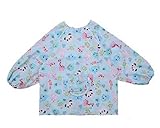 【SEBLES】 ベビー キッズ キャラクター キュート スモック エプロン 防水 幼稚園 0歳 ～ 3歳 全6色 サイズ M L XL クロスセット (ライトブルー,XL)