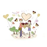DealMux少年少女の愛のパターンリムーバブルウォールステッカールームステッカー壁紙