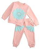 Happyハッピー耳　子供服　女の子　長袖　ｔシャツ＆ロングパンツ　上下セット　花柄　ベビー　かわいい　パーカー　パジャマ　コットン　0～4歳設定　春秋　5色 (ライトピンク, 100)