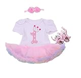 Marlegardベビー女の子3pcs per set 1st誕生日クラウンチュチュドレスヘアバンド靴 US サイズ: L カラー: ホワイト