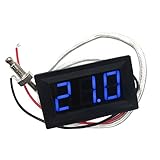 Dovewill デジタル　温度センサー　熱電対　パネルメーター　赤/青/緑　プローブ付き　-30℃-800℃　 - 青