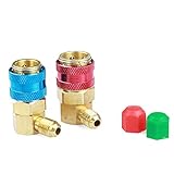 Simplyシルバー – アダプタHVAC – AC r134 a r12 A / Cマニホールドゲージ変換キットH / L 90度クイックアダプタHVAC