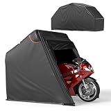 COVERONICS バイクガレージ バイクシェルター 自転車置き場 屋外 サイクルハウス サイクルポート 自転車小屋 バイク収納 防水防風防塵遮熱（ブラック 幅137×奥行345×高さ190cm）