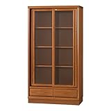 小島工芸 日本製 組立不要 健康仕様のFフォースター 中がしっかりつまった丈夫な棚板 飛散防止ガラス仕様 扉にカギ付き 高さ150.3cm 引戸タイプ 書棚 SP-80Lミディアム [幅80.3cm 奥行40cm] 2131917