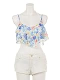Resort Island (リゾートアイランド)花柄キャミ&ジャガードブラビキニセット ブルー L