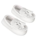 HP95(TM) Infant Baby First Walkers Shoes, Faux Leather Soft Flat Boat Shoes (11, White) by HP95(TM)