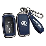 【トヨタ・アルファード／ヴェルファイア 30系・40系対応】 スマートキーケース 本革×亜鉛合金 フルカバー 二重構造 5・6ボタン対応 耐衝撃・傷防止 電波遮断なし 分離式 簡単装着 のあるデザイン シンプルなギフトボックス付 (ヴェルファイア｜ガンメタル×ブルー) [並行輸入品]