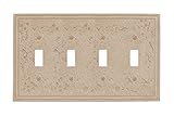 TumbledトラバーチンTextured Faux Stoneアーモンドクリーム樹脂クアッドToggle壁スイッチプレート