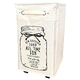 ランドリーバスケット（大） キャスター付き オープンランドリー アイボリー ( 洗濯かご ゴミ箱 )