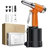 AUTOUTLET エアーリベッター（2.4mm、3.2mm、4mm、4.8mm ）4個ノーズピースと500 PCS のリベット付き 日本式インターフェイスの空気圧リベットガン、 アルミニウム、鉄、ステンレス鋼板用のブラインドリベットガン