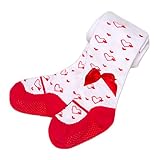 タイツ キッズ レギンス 秋冬 多色 薄手 0-2歳 柔らかい 可愛い 足付き hibote レッド M/12-24ヶ月