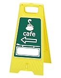 フロアスタンド 【cafe案内・右左矢印看板】両面表示 高さ31cm 重さ670g LS-821-45