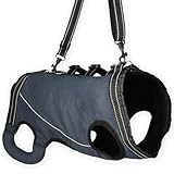 MEUMOTTO 犬 ハーネス 胴衣型【ドッグトレーナー推奨】胴衣型ペットハーネス 犬用ハーネス 犬ハーネス 介護ハーネス 小型犬 中型犬 大型犬 歩行補助 老犬 けが バックルで簡単装着 脱着可能ストラップ 反射板付き ネイビー (XL)