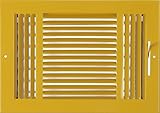 12"w X 8"h 3-Way AIR SUPPLY GRILLE - DUCT COVER & DIFUSER - Flat Stamped Face - Yellow [並行輸入品]