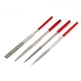 uxcell　ダイヤモンドヤスリ　三角形ファイル　ラバーハンドル　ツール　4mm x 160mm　4本入り