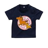 BabyChips お馬の親子(ピンク)(名入れ半袖ベビーTシャツ) 100 ネイビー
