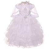 Rainkids Baby GirlsホワイトフリルVirgin Mary刺繍洗礼ドレス6 – 12 M カラー: ホワイト