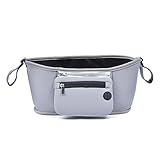 oenbopo ベビーカー用バッグ リンク ボトル ホルダー 多機能小物入れ 取り外し可能ポーチ付き イヤホンの穴付き 飲み物やお財布や携帯電話やカメラなど ジッパーポケットストローラーオーガナイザー