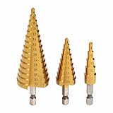 Sndy 3枚 4-12/4-20/4-32mm ステップドリルビットセット1/4 インチ六角シャンク HSS ステップドリルビットポーチ
