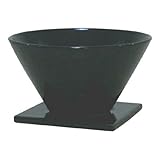 インテリアポット シャロー ブラック 21cm 皿付 (穴有・キャップ付) ／植木鉢