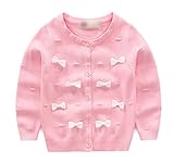 MissとMr ベビー服 女児 女の子 カーディガン 上着 ニット セーター 通学 習い事 お祝い ギフト 上品 カーディガン ニット冷房対策 お出かけ 秋冬 子供服 (105cm, ピンク)