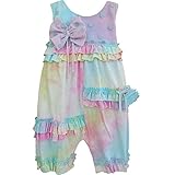 Isobella & Chloe Baby Girls Aqua Tie Dye Just Groovyフリル付きロンパース3 m-24 m