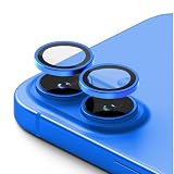 Hohotoon iphone 16/iphone16 plus用 カメラ保護フィルム アイフォン16 /16プラス カメラフィルム レンズカバー アルミ合金製＋AR高透過率強化ガラス 0.25mm超薄 黒縁取り 航空材料 レンズ保護ケース 9H 防爆裂 ・耐衝撃・スクラッチ防止・露出オーバー防止・ケースに干涉なし(ブルー 1セット)