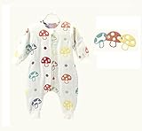 6重ガーゼスリーパー 袖外せる 2way仕様 長袖　キッズ ベビー　綿100%　寝具　秋冬　防寒　オールシーズン使用可能　選べる3色 (L(80cm), きのこ)