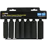 Pro-Grade 19616 7-Piece 1/2-Inch Driver Metric Deep Impact Socket Set by Pro-Grade