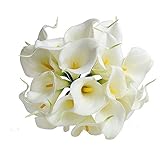 Sherry オランダカイウ 造花　ホワイト アーティフィシャルフラワー カラーリリー 飾り 室内インテリア 花束　10本セット