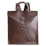 [GOLWIS] 英国風 ビジネスバック メッセンジャー バッグ スクエア レトロ アンティーク レザー 大人 2WAY リュック ハンド トート 鞄 カバン バック ユニセックス メンズ (ブラウン)