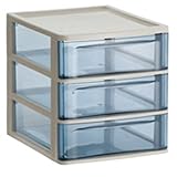 スタックチェストA4浅型3段 Ａ4-S3 （8個セット） ダークブルー （事務用品 収納）