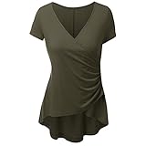 サクララ（Sakulala) レディース Ｔシャツ トップス カットソー 上着 不規則裾 綿麻 文芸風 ラウンド 大きいサイズ 無地 春 夏 おしゃれ ゆったり カジュアル 通勤