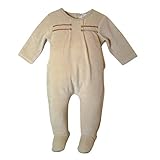 Baby FootieパジャマベルベットリボンBottonsベロア1 pc Sleep & Play Footed Sleeper US サイズ: L カラー: ベージュ