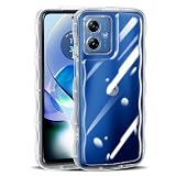 【YXHH】MOTO G64 5G/G64Y 5G 用 ケース クリア ウェーブ TPU 韓国 可愛い スマホケース シンプル 滑り止め 薄型 軽量 耐衝撃 指紋防止 レンズ保護 ストラップホール付き