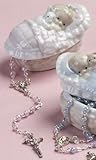 Pink Rosary in a Porcelain Keepsake Box Christening Baptism Gift by Roman [並行輸入品]