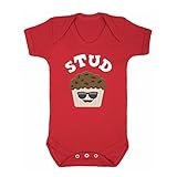 (フロソ) FLOSO 赤ちゃん・ベビー用 Stud muffin(モテボーイ)プリント 半袖ボディースーツ ロンパース スリープスーツ ベビー肌着 パジャマ (18-24ヶ月) (レッド)