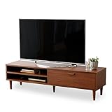 LOWYA （ロウヤ） テレビ台 テレビボード 脚長 木目調 天然木 脚 引き出し収納 オープン収納 コード穴付き ～49型対応 幅150cm シンプル ローボード ブラウン 新生活