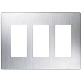 Lutron CW-3-SS 3-Gang ClaroWall Plate, Stainless Steel [並行輸入品]