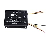 DCDC コンバーター 電圧 変換器 24V→12V 変圧器 デコデコ ヒューズ付 過電圧保護 30A/40A/45A/50A/60A 各種 バックアップ 機能付 大型車 トラック 車 (30A)