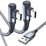 USB Type C ケーブル L字【2本セット 1.5m+1.5m】Sweguard USB-C to USB-A ケーブル【PD& QC3.0対応 3.1A急速充電】タイプc 充電 Cable