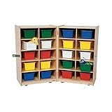 Wood Designs Kids Play Toy Book合板オーガナイザーwd16203 Folding垂直ストレージwith ( 20 ) Assortedトレイ
