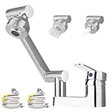 weixiaoba 洗面水栓 2つの吐水モード付き 真鍮 洗面台 蛇口 ステンレス鋼 混合栓 洗面台 2穴、洗面器蛇口 洗面所 湯水混合水栓 クロム、2 本のホースが取付けられた 360°回転 単一レバーデッキ ツーホール