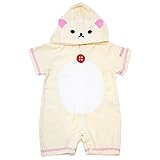 2016年 夏物 リラックマ・コリラックマ パイル 半袖着ぐるみ フィットオール カバーオール Rilakkuma Korilakkuma コリラックマ-アイボリー◇90cm
