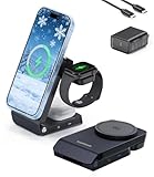 Koolehaoda 3-in-1 ワイヤレス充電ステーション Qi2.2認証25W充電器 MagSafe対応 TECペルチェ素子+冷却ファンで iPhone 17/16（ iOS 26バージョン以降）15/14/13/12 Google pixel 10 PRO XL/Watch/AirPods 4/3/AirPods Pro対応 折りたたみ式高速充電スタンド（45Wアダプター付属）