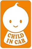 imoninn CHILD in car ステッカー　【マグネットタイプ】　No.06　ニコちゃんB　（オレンジ色）