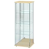 不二貿易 ガラスコレクションケース 4段ロータイプ 幅42.5・高さ120cm 背面ミラー付き ナチュラル
