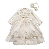 オーガニックコットン　ロマンティックレースのベビーセレモニードレスとヘアーバンドの3点セット　日本製　アモローサマンマ　Amorosamamma