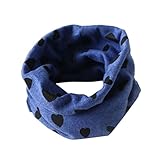 Tonsee ベビー マフラー 秋冬 ネックウォーマー 防寒 可愛い ハートパターン 赤ちゃん用 スカーフ (ブルー)